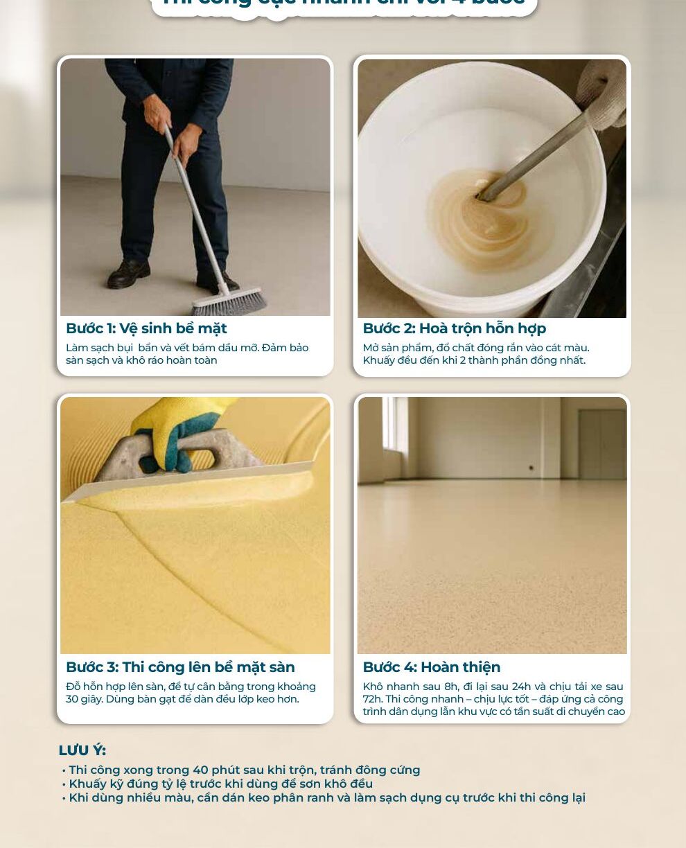 4 bước thi công Kingsmen Terrazy